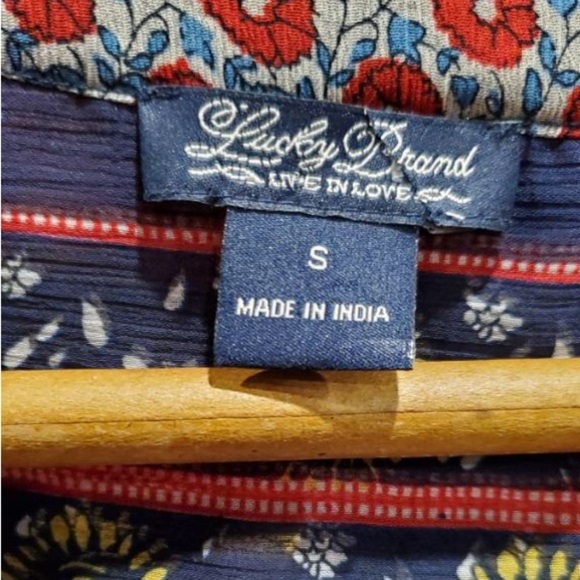 Lucky Brand Floral long sleeve boho peasant blouse top. Sz.S. - Picture 2 of 7